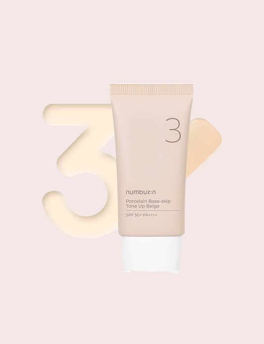 Numbuzin No.3 Porcelain Base-skip Tone Up Beige Sun Cream